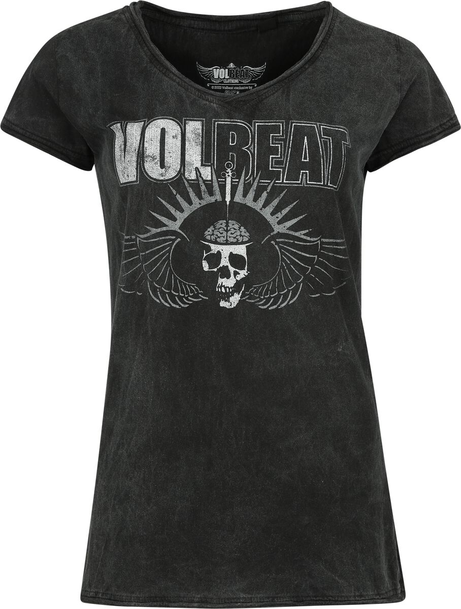 Volbeat T-Shirt - Brainskull - S bis L - für Damen - Größe S - anthrazit  - Lizenziertes Merchandise! von Volbeat