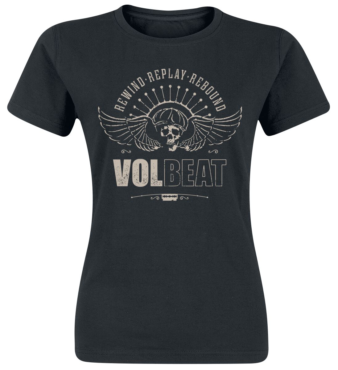 Volbeat T-Shirt - Skullwing - Rewind, Replay, Rebound - S bis 3XL - für Damen - Größe XXL - schwarz  - EMP exklusives Merchandise! von Volbeat