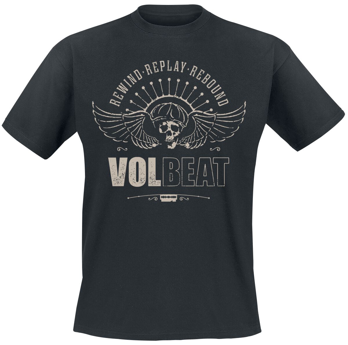 Volbeat T-Shirt - Skullwing - Rewind, Replay, Rebound - S bis 4XL - für Männer - Größe S - schwarz  - EMP exklusives Merchandise! von Volbeat