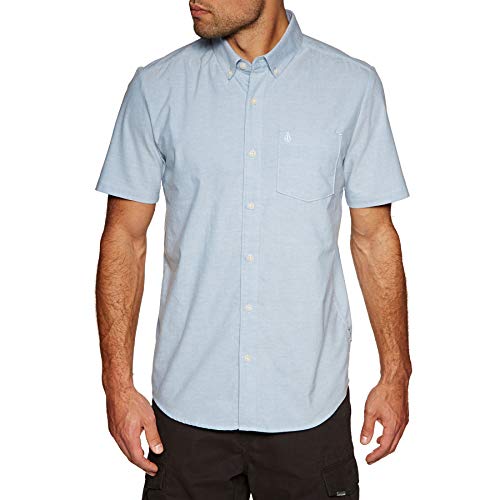 Volcom Herren Everett Oxford Kurzarmhemd Hemd mit Button-Down-Kragen, Wrecked Indigo, L von Volcom
