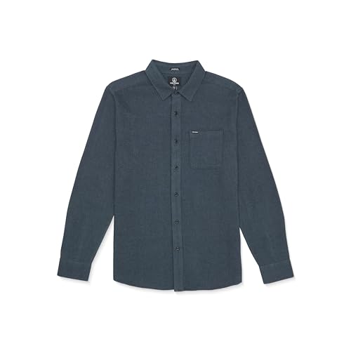 Volcom Caden Solid Langarmhemd für Herren mit Knopfleiste, Dark Slate, Mittel von Volcom