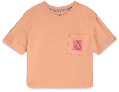 Volcom Crop-Top für Mädchen, kurzärmelig, bauchfrei, Mädchen-T-Shirt, Rundhalsausschnitt, Sommer-Tops (Größe fällt klein aus, empfohlen), Pfirsich, 12 von Volcom