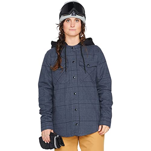 Volcom Damen Hooded Flannel Jacket Jacke, schwarz, M von Volcom