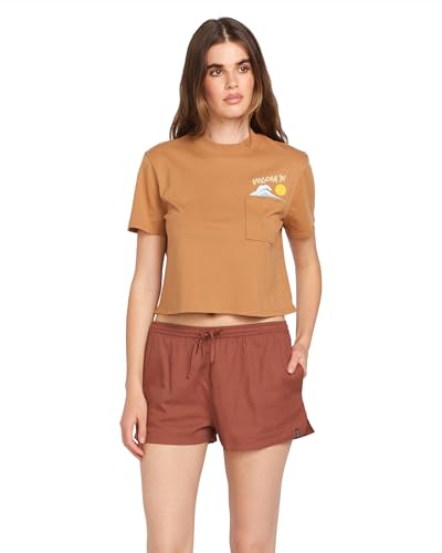 Volcom Damen Stone Def Elastic Waist 2" Inseam Drawcord Shorts, Kastanienbraun, Groß von Volcom