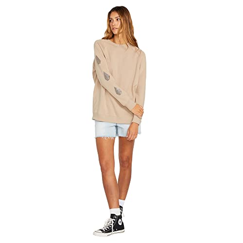 Volcom Damen Stone Magic Boyfriend Crew Fleece Sweatshirt, Taupe, S von Volcom