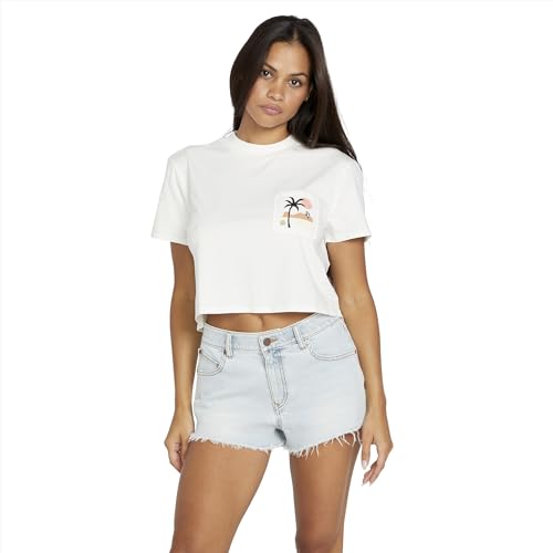 Volcom Damen-T-Shirt mit Taschenziffernblatt, kurzärmelig, Star White, Groß von Volcom