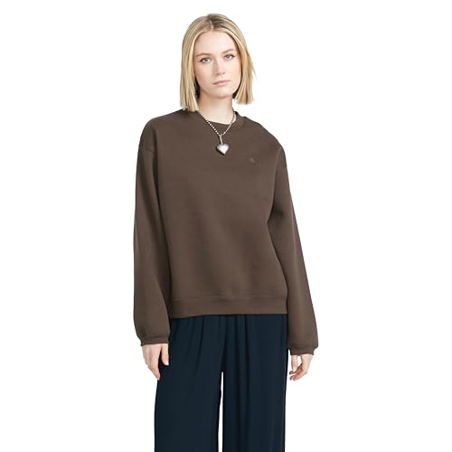 Volcom Damen Truly Deal Crew Neck Fleece Sweatshirt, Dark Chocolate, L Volcom Damen Truly Deal Crew Neck Fleece Sweatshirt, Dark Chocolate, L von Volcom
