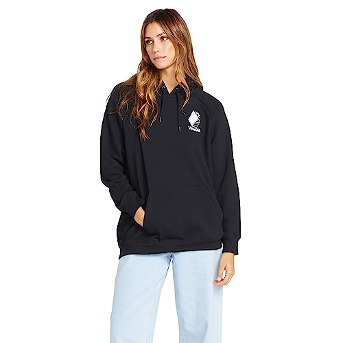 Volcom Damen Truly Stoked Ovesized Bf Kapuzen-Sweatshirt aus Fleece Kapuzenpullover, Schwarz 323, L von Volcom