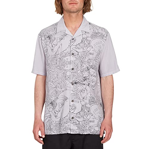 Volcom FA Ed Merlin Murray SS Prt-Print Herrenhemd – Größe L – Grau, grau von Volcom