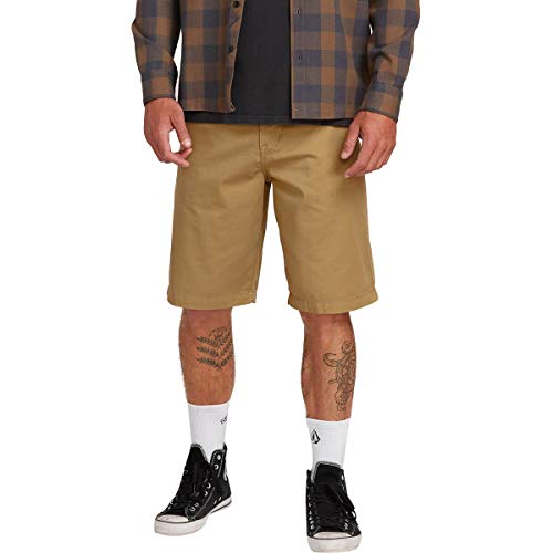 Volcom Herren Frickin Chino-Shorts Flache Vorder Shorts, Dunkles Kaki, 33 EU von Volcom