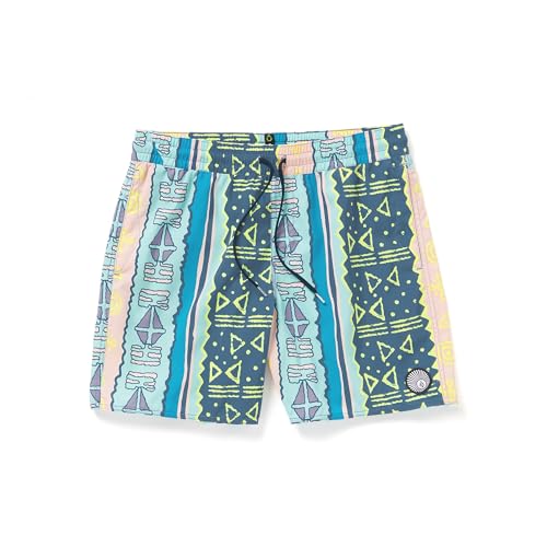 Volcom Herren 43,2 cm Lange Surf-Badehose mit elastischer Taille Boardshorts, Kreta-Blau, L von Volcom