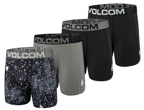 Volcom Herren-Boxershorts, Poly-Elastan, Performance-Boxershorts, Unterwäsche mit Komfort-Flex-Seiteneinsatz - schlanker, moderner Look, Schwarz/Schwarz/Schwarz/Grau, Medium von Volcom