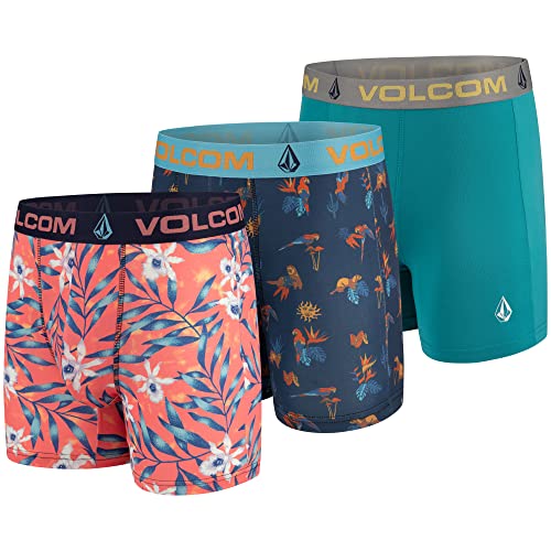 Volcom Herren-Boxershorts I 3er-Pack I Poly-Spandex I Performance-Boxershorts I Unterwäsche I Pfirsich/Marineblau/Türkis I X-Large von Volcom
