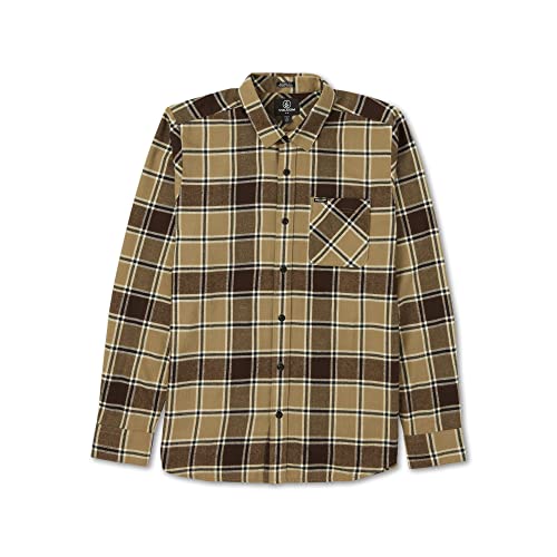 Volcom Herren Caden Plaid Ls Langarmhemd, Kaki, XL von Volcom