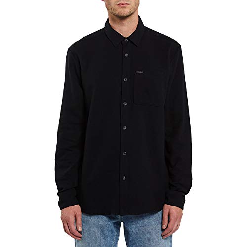 Volcom Herren Caden Solid Long Sleeve Shirt Hemd mit Button-Down-Kragen, Schwarz, XX-Large von Volcom