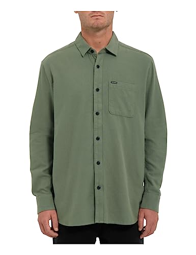 Volcom Herren Caden Solid Langarmshirt Hemd mit Button-Down-Kragen, Agave, Klein von Volcom