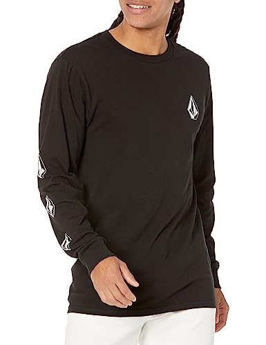 Volcom Herren Iconic Stones Langarm Klassische Passform, Weicher Baumwoll-Jersey, Siebdruckärmel und Brustlogo T-Shirt, Schwarz, XL von Volcom
