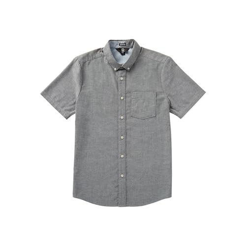 Volcom Herren Everett Oxford Kurzarmhemd Hemd mit Button-Down-Kragen, Schwarz 23, Mittel von Volcom