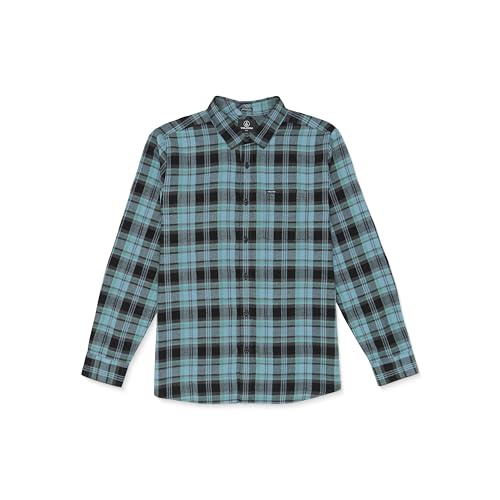 Volcom Herren Flanellhemd Caden Plaid Langarm, Blauer Rinser, Klein von Volcom