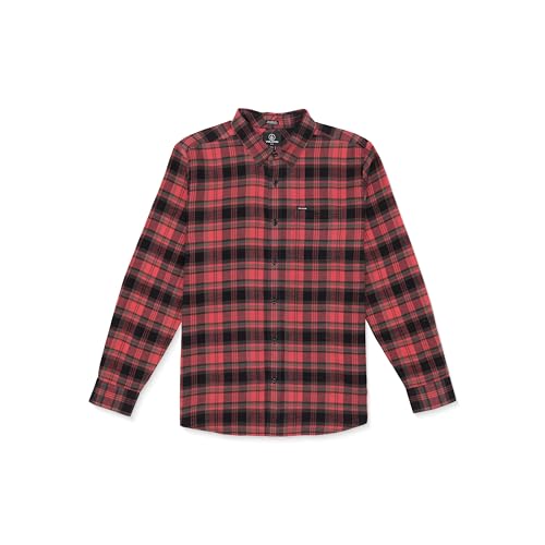 Volcom Herren Flanellhemd Caden Plaid Langarm, Cranberry, Mittel von Volcom