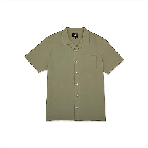 Volcom Herren Hobarstone kurzen Ärmeln, Klassische Passform Hemd mit Button-Down-Kragen, Army Green Combo, X-Klein von Volcom