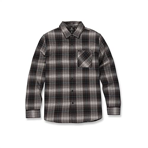 Volcom Herren Kemostone Flanellhemd mit Langen Ärmeln Hemd mit Button-Down-Kragen, Schwarz, X-Klein von Volcom