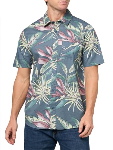 Volcom Herren Kurzarmhemd mit Knopfleiste, Dark Slate, Mittel von Volcom