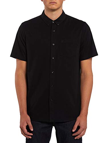 Volcom Herren Everett Oxford Modern Fit Kurzarm Hemd mit Button-Down-Kragen, New Black, XL von Volcom