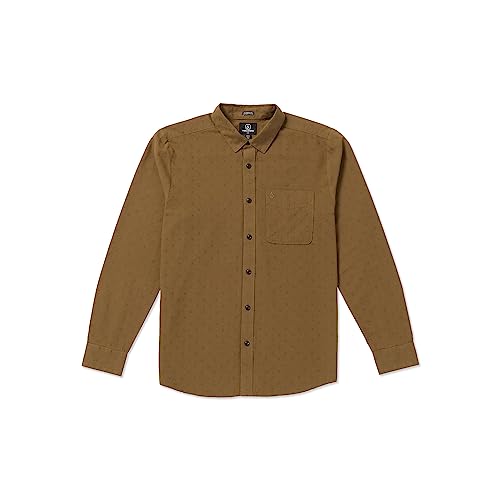 Volcom Date Knight Herrenhemd, langärmelig, klassische Passform, Knopfleiste, Schlamm, X-Klein von Volcom