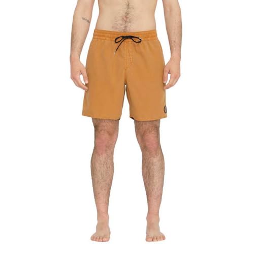 Volcom Herren Standard 17-inch Elastic Waist Surf Swim Trunks Boardshorts, Rot-Braun, S von Volcom