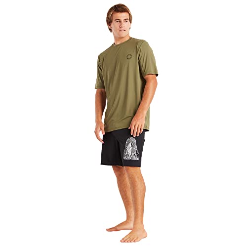 Volcom Herren Standard UPF 50+ Short Sleeve Loose Fit Rashguard Rash-Guard-Shirt, Militär, S von Volcom