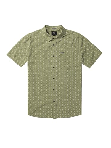 Volcom Herren Stone Mash Kurzarm-Shirt mit Knopfleiste Hemd, Thymiangrün, Klein Volcom Herren Stone Mash Kurzarm-Shirt mit Knopfleiste Hemd, Thymiangrün, Klein von Volcom
