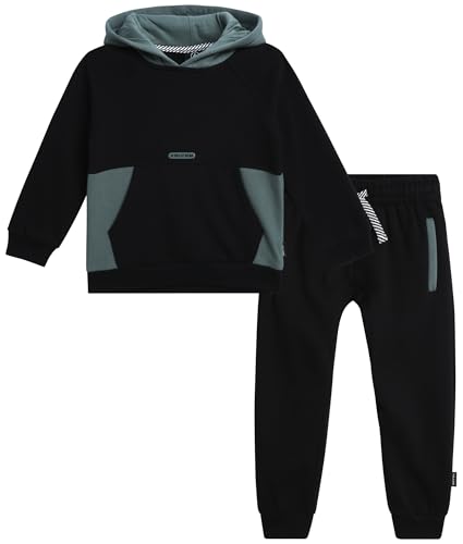 Volcom Jogging-Set für Kleinkinder, Babys, Jungen, 2-teiliges Fleece-Pullover-Hoodie und Jogginghose, Activewear-Set (Größen: 12 - 7), Schwarz, 12 Monate von Volcom