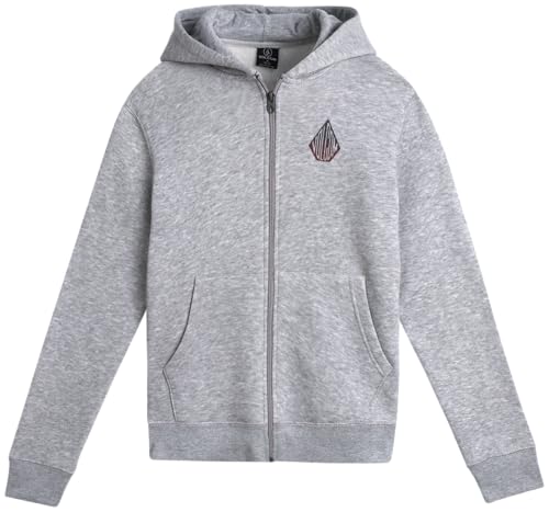 Volcom Jungen Hoodie – Fleece Full Zip Up Hoodie Sweatshirt mit Rückengrafik – Stilvolles Kapuzen-Sweatshirt für Jungen (8–16), Grau meliert, 8 von Volcom