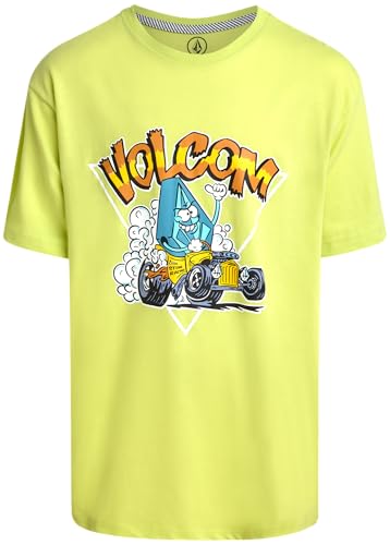 Volcom Jungen-T-Shirt, Baumwollmischung, kurzärmelig, Grafik-T-Shirts für Jungen, cooles, lässiges Grafik-T-Shirt (Größen 2T-20), Limelight, 10-12 von Volcom