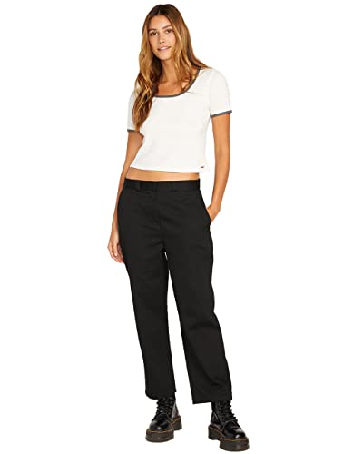 Volcom Damen Lowstone Cropped-Chinohose, lockere Passform Hose, Schwarz, 27 von Volcom