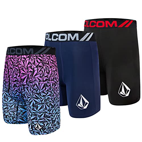 Volcom Mens Boxer Briefs 3 Pack Poly Spandex Performance Boxer Briefs Underwear (Black/Blue/Purple, X-Large) von Volcom