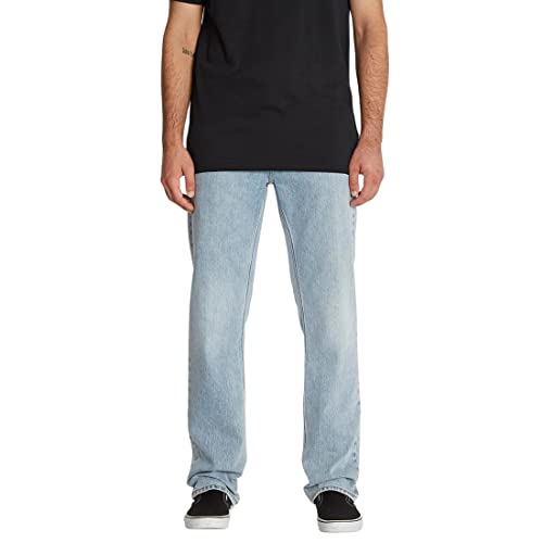 Volcom - Solver Denim Heavy Worn Faded Herren Hose - Herren - Größe 34_32 - Blau von Volcom