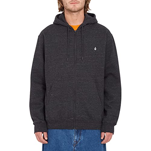 Volcom Sngl STN Herren-Sweatshirt, Fleece, mit Reißverschluss, Heather-Schwarz, Größe M, Grau, grau von Volcom