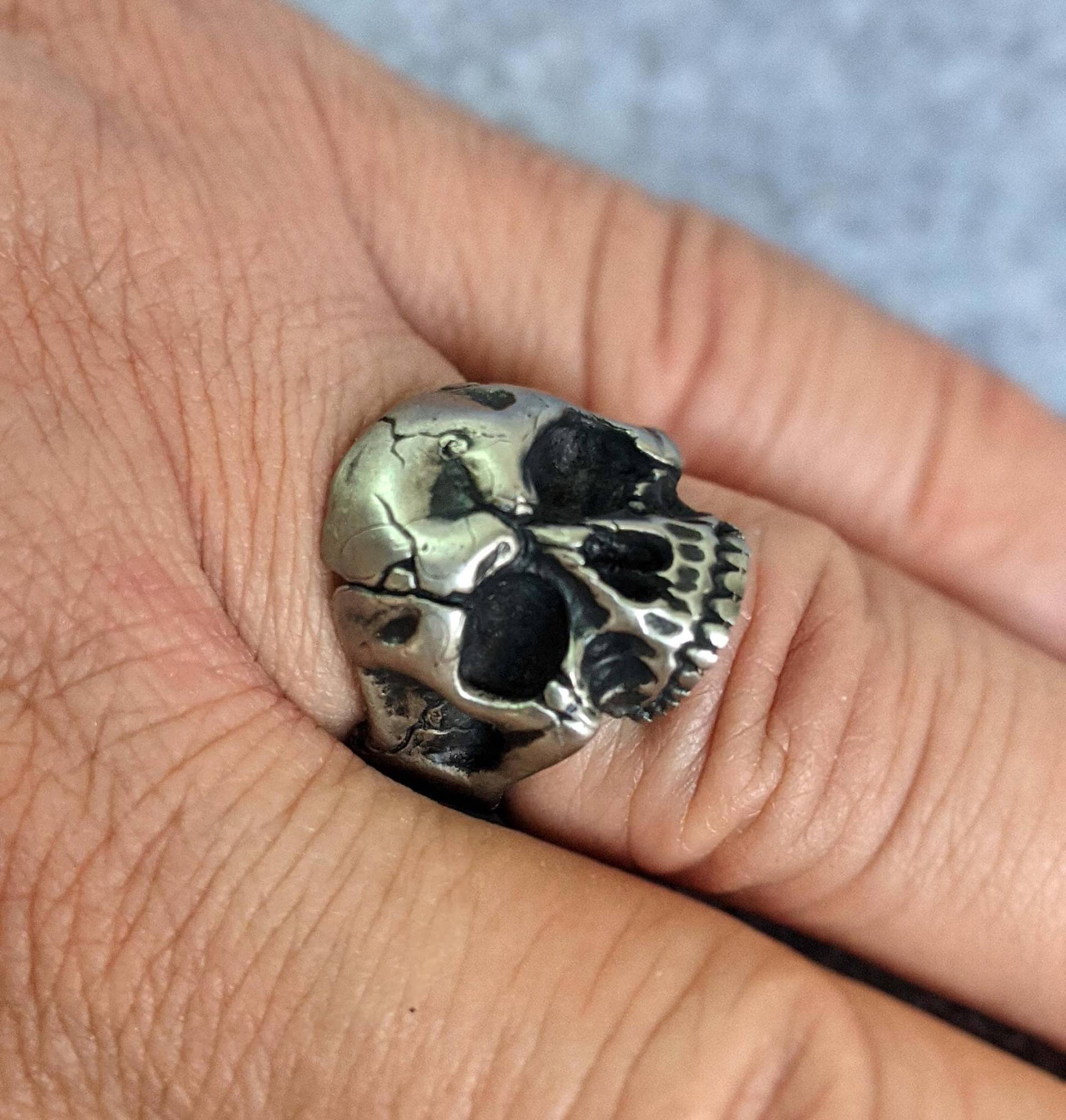 Schmuckring Totenkopfring Heavy Metal Schwarz Bikerring Gothic Ring Größe 10 12 Us Schmuckring Totenkopfring Heavy Metal Schwarz Bikerring Gothic Ring Größe 10 12 Us von Volderworkshop