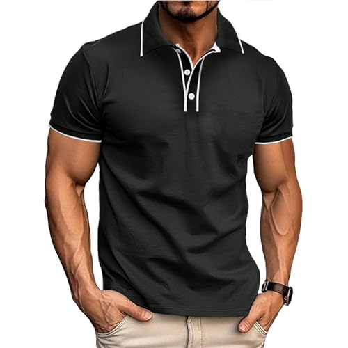 Volemo Poloshirt Herren Männer Hemd Kurzarm Shirt Menswear Sommer Schwarz XXL von Volemo