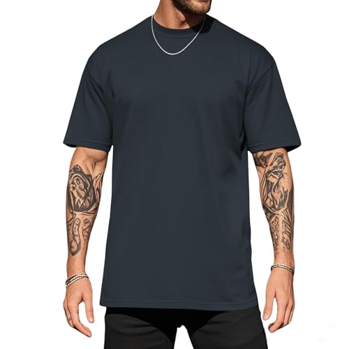 Volemo T-Shirts für Herren Kurzarm Rundhals Basic Sommer Unterhemd Regular Fit S-3XL (Grau,L) von Volemo