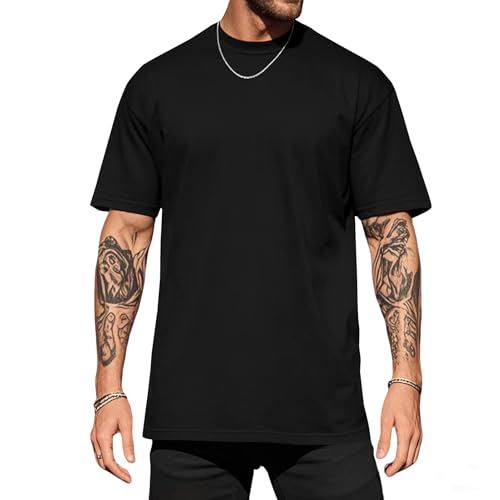 Volemo T-Shirts für Herren Kurzarm Rundhals Basic Sommer Unterhemd Regular Fit S-3XL (Schwarz,L) von Volemo