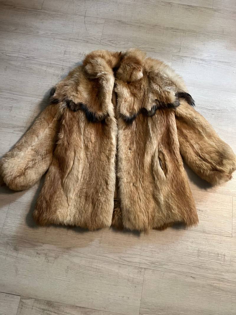 Rotfuchs Fuchs Pelz Jacke Damen Winterjacke Beige Braun Vintage Fuchsfell von VolexThePT