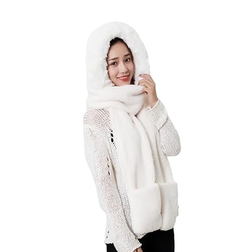 Volicph 3 in 1 Mütze Schal Handschuhe Sets für Damen Dicke Plüsch Hut Set für Damen Mädchen Hut Handschuhe Schal Set von Volicph