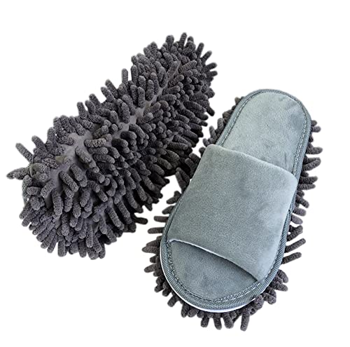 Volicph Putz-Hausschuhe mit Reinigender Abnehmbare Hausschuhe Mikrofaser-Sohle Bodenreinigung Slippers Staubtuch Hausschuhe Mop-Schuhe Putzschuhe von Volicph