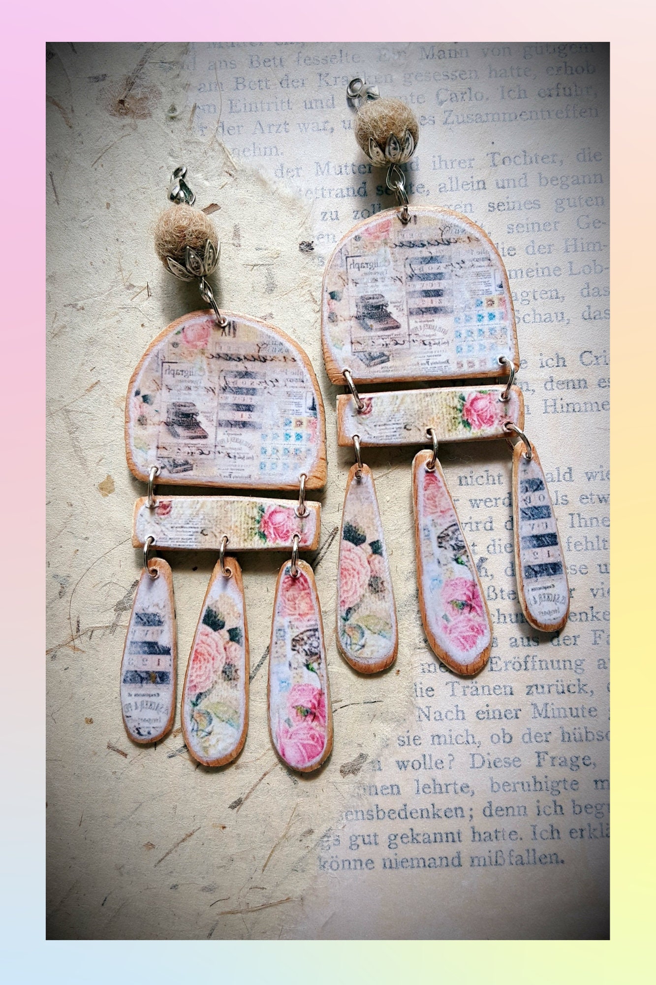 Schmuck Papierschmuck Duftschmuck Handgefertigt Bemalt Ohrringe Duftohrringe Leichter Statement-Ohrringe Farbenfroher Schmuck Papierschmuck Duftschmuck Handgefertigt Bemalt Ohrringe Duftohrringe Leichter Statement-Ohrringe Farbenfroher von Vollbuntes