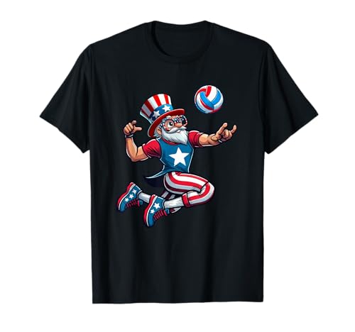 Man Playing Volleyball 4th Of July Player Team Patriotic T-Shirt von Volleyball 4th Of July Costume