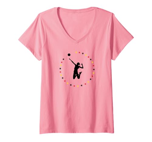 Damen Volleyball Fan Beachvolleyball Outfit T-Shirt mit V-Ausschnitt von Volleyball Beachvolleyball Fan 2