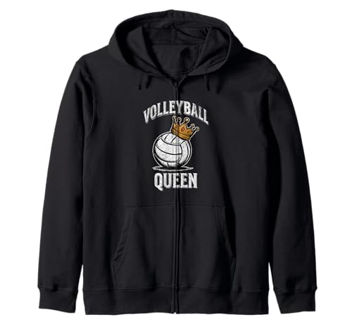 Volleyball Queen Volleyball und Krone Damen Volleyball Kapuzenjacke Volleyball Queen Volleyball und Krone Damen Volleyball Kapuzenjacke von Volleyball Gifts For Teen Girls Volleyball Player